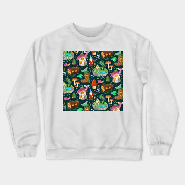 Garden Gnome Pattern Crewneck Sweatshirt by Salty Siren Studios